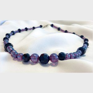 Purple & Black Bead Necklace